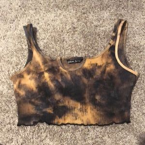 Dark brown bleach effect crop top